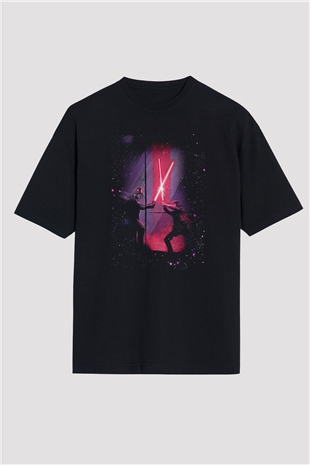 Star Wars (Dart Vader) Baskılı Unisex Siyah Oversize Tişört - Tshirt