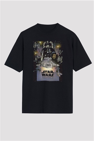 Star Wars (Dart Vader) Baskılı Unisex Siyah Oversize Tişört - Tshirt