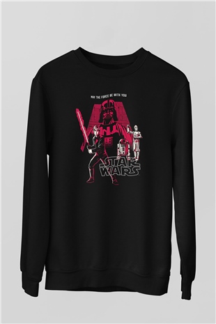 Star Wars (Dart Vader) Baskılı Unisex Siyah Sweatshirt