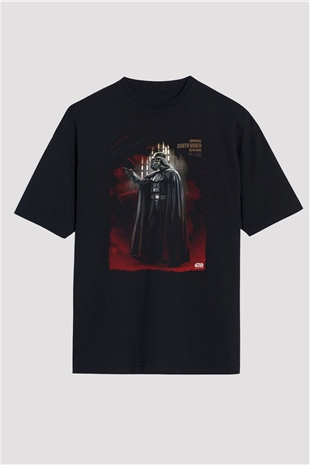 Star Wars (Dart Vader) Baskılı Unisex Siyah Oversize Tişört - Tshirt