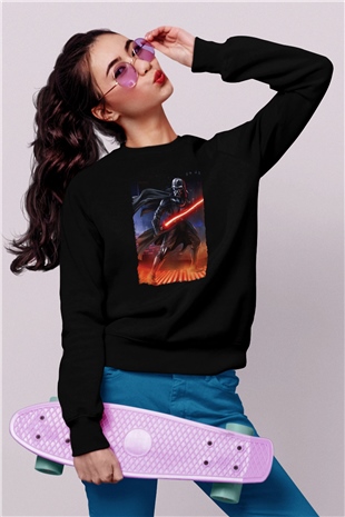 Star Wars (Dart Vader) Baskılı Unisex Siyah Sweatshirt