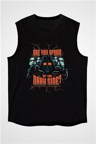 Star Wars (Dart Vader) Baskılı Unisex Siyah Kolsuz Tişört - Tshirt