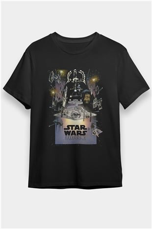 Star Wars (Dart Vader) Baskılı Unisex Siyah Tişört - Tshirt