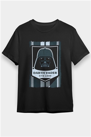 Star Wars (Dart Vader) Baskılı Unisex Siyah Tişört - Tshirt