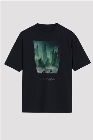 Star Wars (Dart Vader) Baskılı Unisex Siyah Oversize Tişört - Tshirt