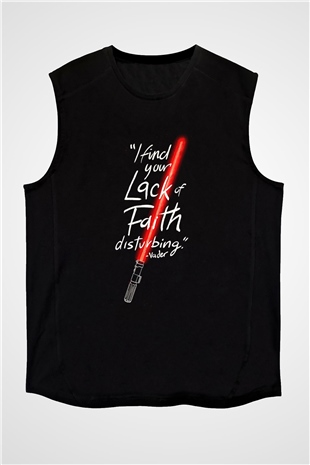 Star Wars (Dart Vader) Baskılı Unisex Siyah Kolsuz Tişört - Tshirt