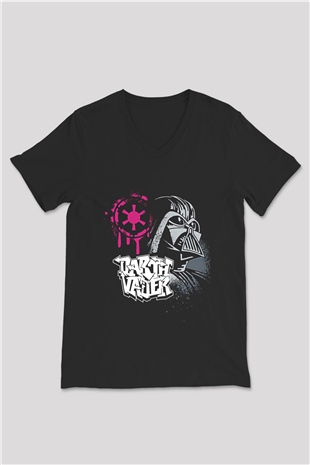 Star Wars (Dart Vader) Baskılı Unisex Siyah V Yaka Tişört - Tshirt