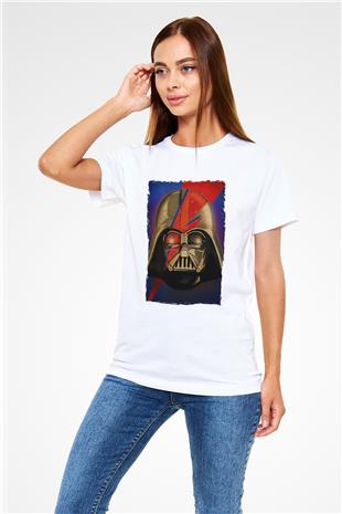 Star Wars (Dart Vader) Unisex Baskılı Beyaz Tişört - Tshirt