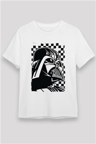 Star Wars (Dart Vader) Unisex Baskılı Beyaz Tişört - Tshirt