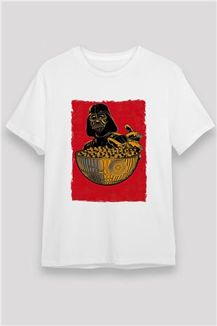 Star Wars (Dart Vader) Unisex Baskılı Beyaz Tişört - Tshirt