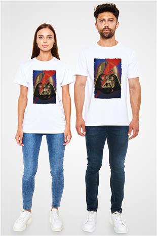 Star Wars (Dart Vader) Unisex Baskılı Beyaz Tişört - Tshirt