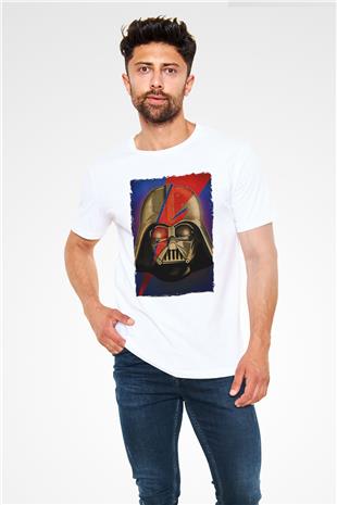 Star Wars (Dart Vader) Unisex Baskılı Beyaz Tişört - Tshirt