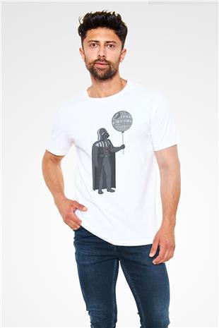 Star Wars (Dart Vader) Unisex Baskılı Beyaz Tişört - Tshirt