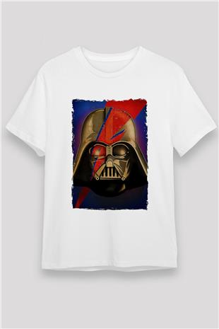 Star Wars (Dart Vader) Unisex Baskılı Beyaz Tişört - Tshirt