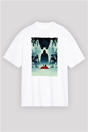 Star Wars İmparatorun Dönüşü (The Empire Strikes Back) Baskılı Beyaz Unisex Oversize Oversize T-shirt