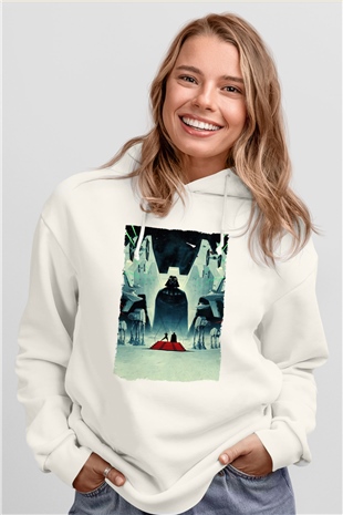 Star Wars İmparatorun Dönüşü (The Empire Strikes Back) Baskılı Beyaz Unisex Kapüşonlu Sweatshirt