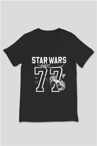 Star Wars Siyah Unisex V Yaka Tişört T-Shirt