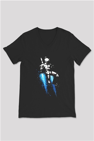 Star Wars Siyah Unisex V Yaka Tişört T-Shirt