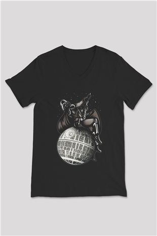 Star Wars Siyah Unisex V Yaka Tişört T-Shirt