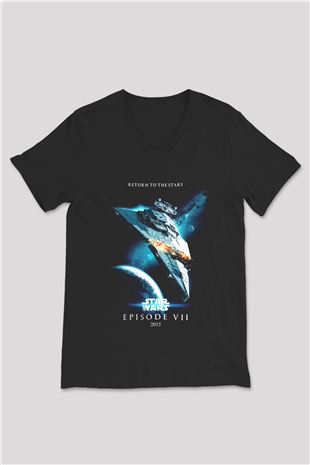 Star Wars Siyah Unisex V Yaka Tişört T-Shirt