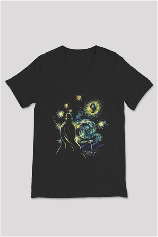Star Wars Siyah Unisex V Yaka Tişört T-Shirt