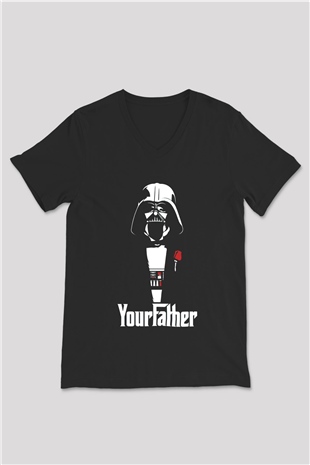 Star Wars Siyah Unisex V Yaka Tişört T-Shirt