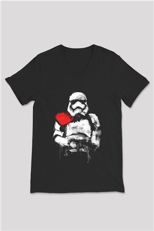Star Wars Siyah Unisex V Yaka Tişört T-Shirt