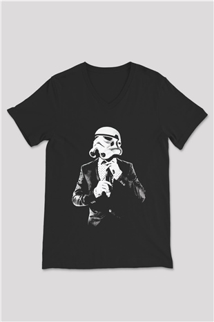 Star Wars Siyah Unisex V Yaka Tişört T-Shirt