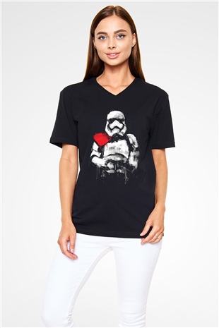 Star Wars Siyah Unisex V Yaka Tişört T-Shirt
