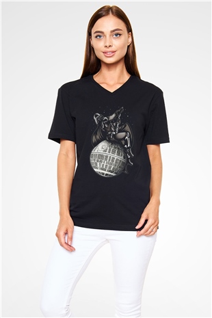 Star Wars Siyah Unisex V Yaka Tişört T-Shirt