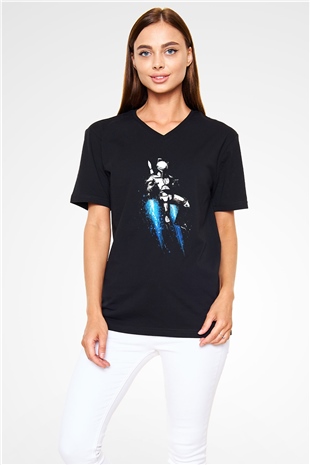 Star Wars Siyah Unisex V Yaka Tişört T-Shirt