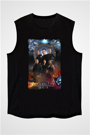 Stargate SG-1 Siyah Unisex Kolsuz Tişört