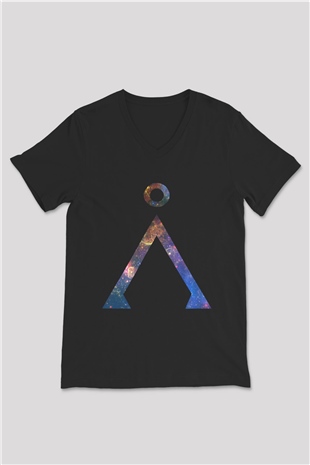 Stargate SG-1 Siyah Unisex V Yaka Tişört T-Shirt