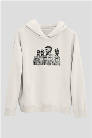 Starset Baskılı Beyaz Unisex Kapüşonlu Sweatshirt