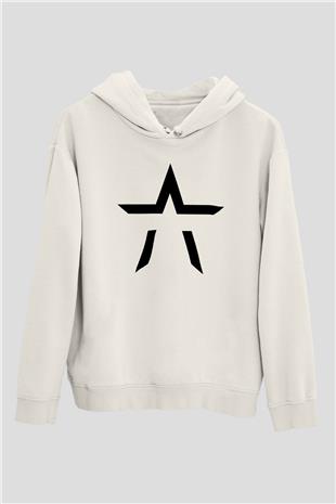 Starset Baskılı Beyaz Unisex Kapüşonlu Sweatshirt