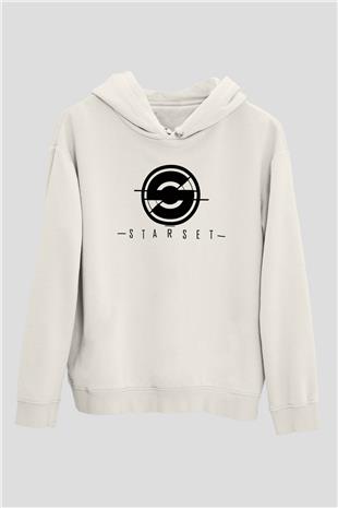 Starset Baskılı Beyaz Unisex Kapüşonlu Sweatshirt