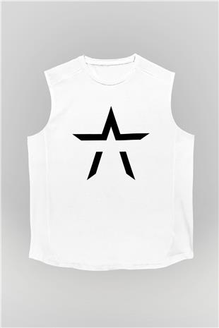 Starset Baskılı Beyaz Unisex Kolsuz Tişört - Tshirt