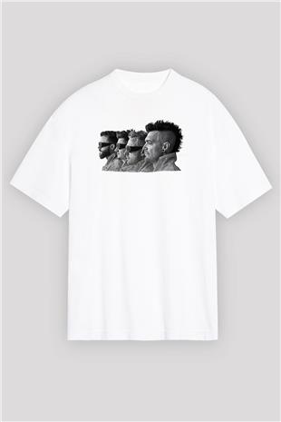 Starset Baskılı Beyaz Unisex Oversize Tişört - Tshirt