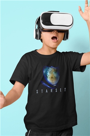 Starset Baskılı Unisex Siyah Çocuk Tişört - Tshirt
