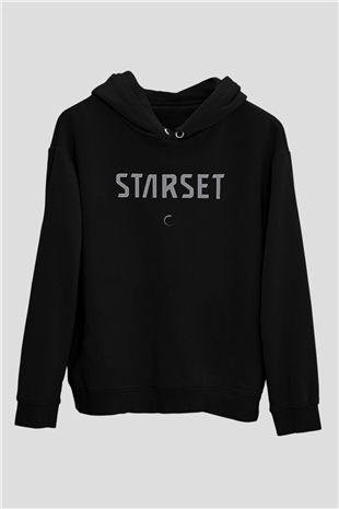 Starset Baskılı Unisex Siyah Kapüşonlu Sweatshirt