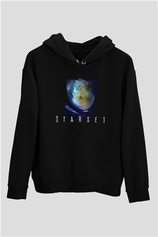 Starset Baskılı Unisex Siyah Kapüşonlu Sweatshirt