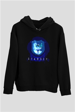Starset Baskılı Unisex Siyah Kapüşonlu Sweatshirt