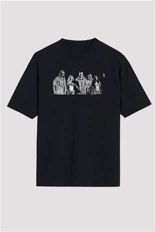 Starset Baskılı Unisex Siyah Oversize Tişört - Tshirt