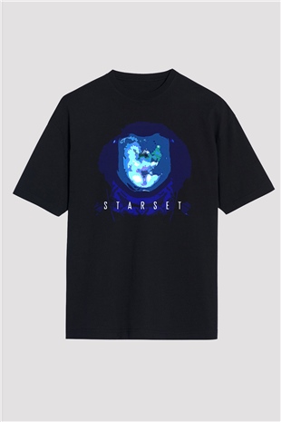Starset Baskılı Unisex Siyah Oversize Tişört - Tshirt