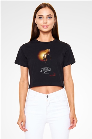 Starship Troopers Siyah   Crop Top Tişört
