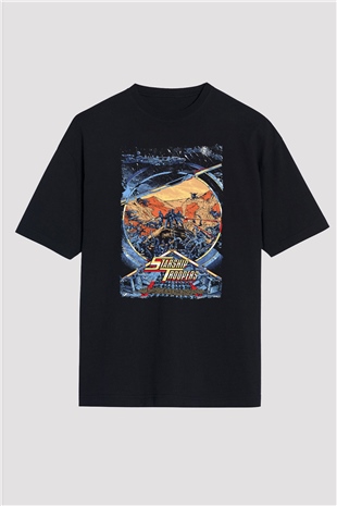 Starship Troopers Siyah Oversize Tişört