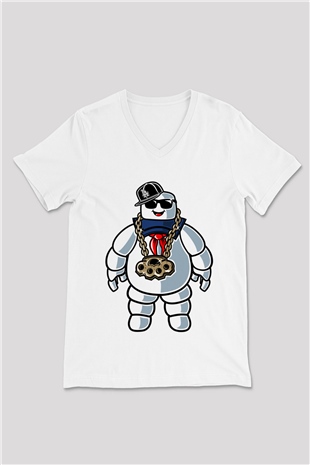 Stay Dope Baskılı Unisex Beyaz V Yaka Tişört
