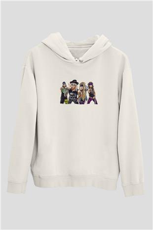 Steel Panther Baskılı Beyaz Unisex Kapüşonlu Sweatshirt