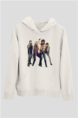 Steel Panther Baskılı Beyaz Unisex Kapüşonlu Sweatshirt