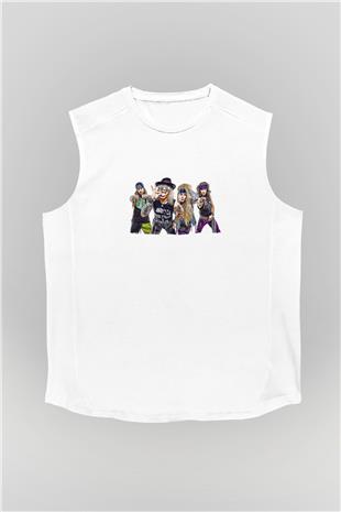 Steel Panther Baskılı Beyaz Unisex Kolsuz Tişört - Tshirt
